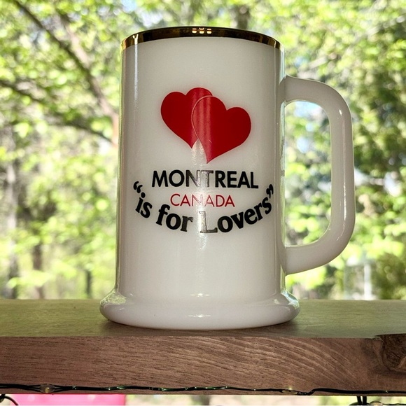 Awesome vintage milk glass beer stein: Montreal Canada is for Lovers - Picture 1 of 7